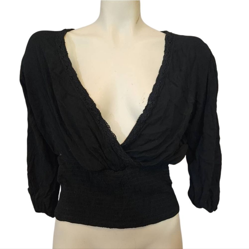 Maurices Black Surplice‎ Women's Top Size Medium